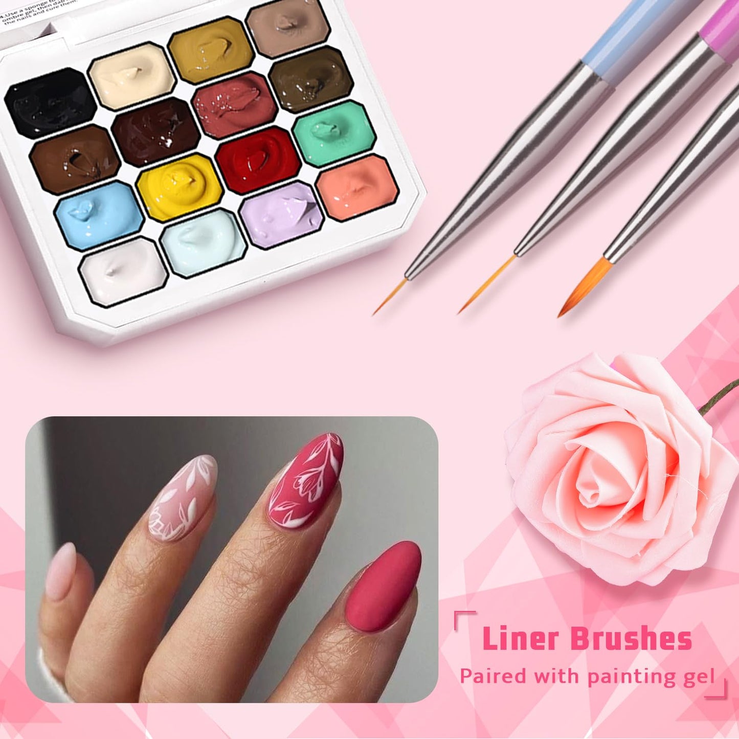 Sponge Pat Paint Nail Gel, Ombre Nails Gradient Gel Nail Blush Blooming Aura Nails Drawing Stripper Floral Painting DIY Nail Art, No Wipe, UV/LED Curing (16 Colors H)-BrightBean Baby