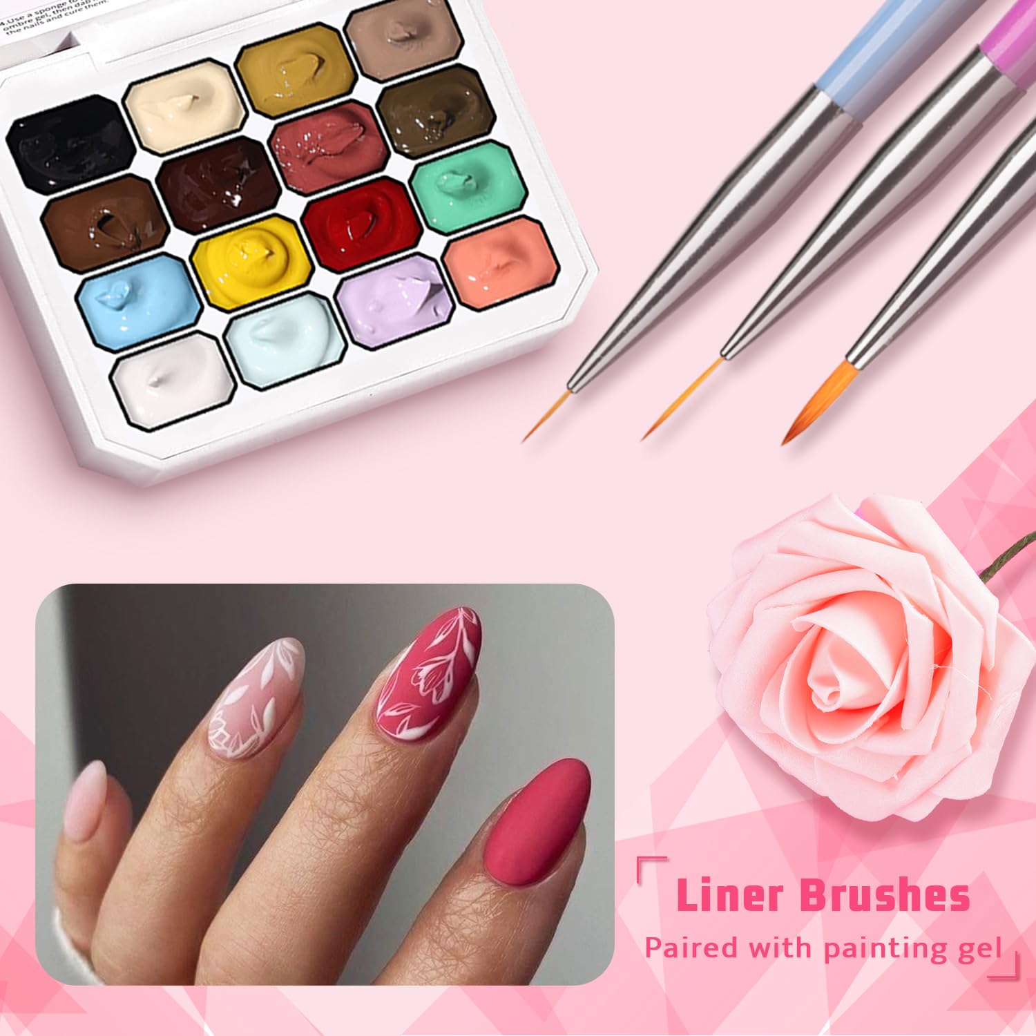 Sponge Pat Paint Nail Gel, Ombre Nails Gradient Gel Nail Blush Blooming Aura Nails Drawing Stripper Floral Painting DIY Nail Art, No Wipe, UV/LED Curing (16 Colors H)-BrightBean Baby
