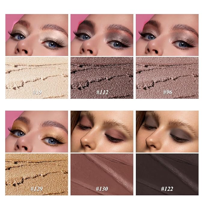 Brown Eyeshadow Stick Makeup 6PCS Set, Neutral Eyeshadow Palette Metallic Shimmer Matte Cream Eye Shadow Eyeliner Brightener Pencil Crayon - TAUPE MAUVE-BrightBean Baby