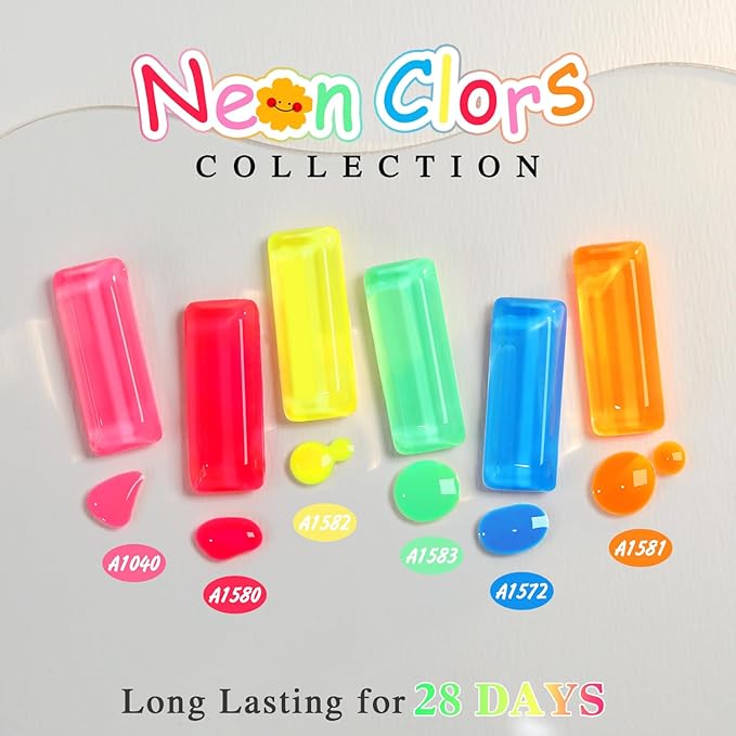 Double Rhythm 6 Pcs 15 ML Gel Polish Set Same Color Same Bottle Soak Off Gel Polish Kit Nail Art Manicure Salon DIY at Home for Women (Pastel Red Pink Orange Yellow Green-T6-11)-BrightBean Baby