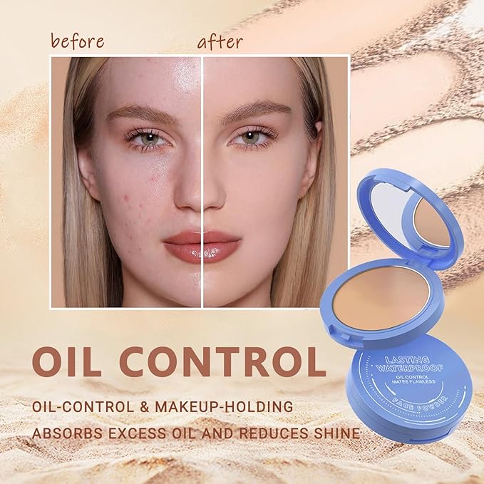 Oil Control Face Pressed Powder,Matte Smooth Flawless Setting Powder Makeup,Waterproof Long Lasting Finishing Powder,Cruelty Free Lightweight Face Cosmetics,0.35Oz(NATURAL BEIGE)-BrightBean Baby