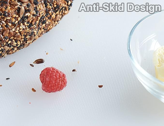 CURTA Cutting Boards for Kitchen, 20" x 14" x 0.5" 6-Piece (White, Red, Green, Blue, Yellow, Brown) Color Coded Plastic Chopping Board with Anti Slip Surface Dishwasher Safe