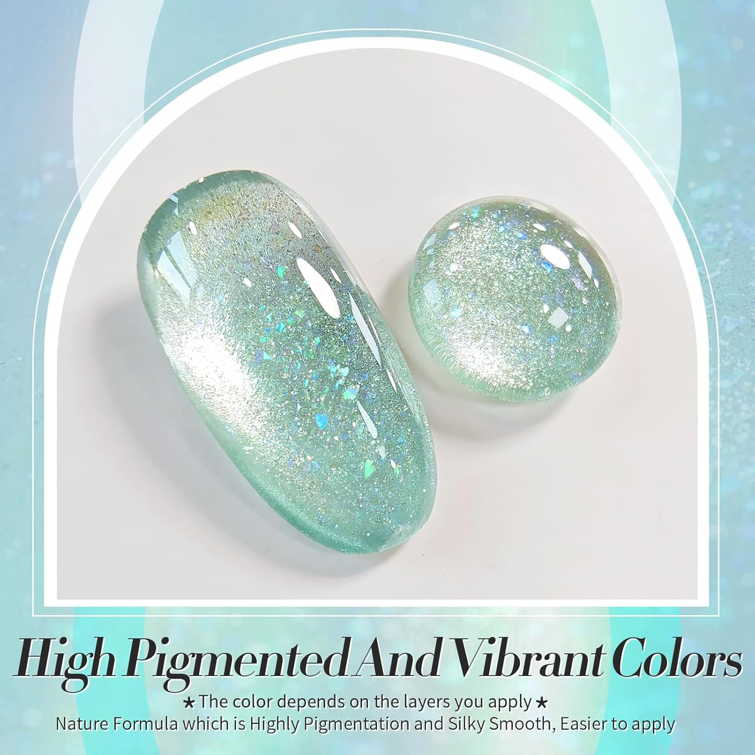 Born Pretty Green Cat Magnetic Eye Gel Nail Polish Shimmer Glitter Flakes Holographic Aurora Mint Green Magnetic Gel Polish Nail Art Manicure DIY at Home 15ML-BrightBean Baby