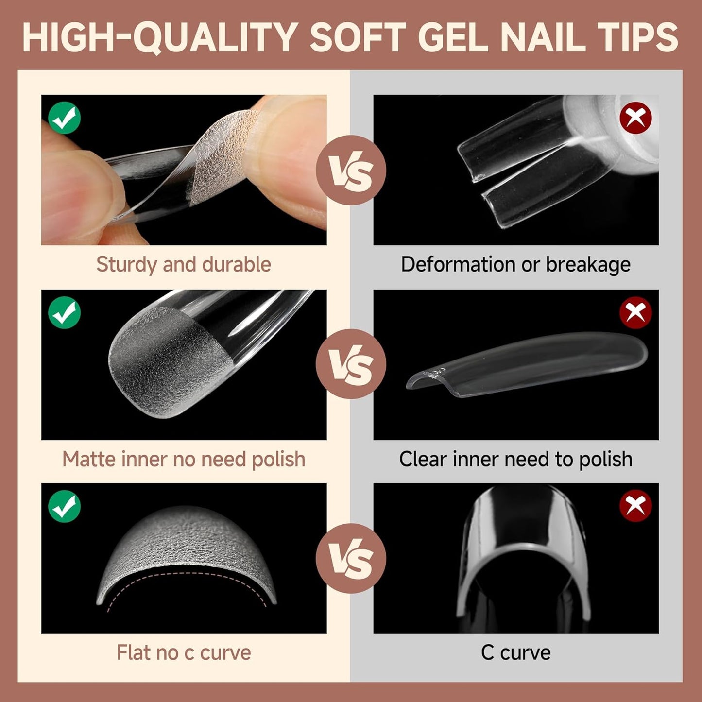 UNA GELLA Coffin Nails Tips Medium: Gel Nail Tips Coffin Shape 330pcs Pre-Etched Full Cover Press On Clear Acrylic Fake Nails Extension DIY Salon 15 Sizes-BrightBean Baby