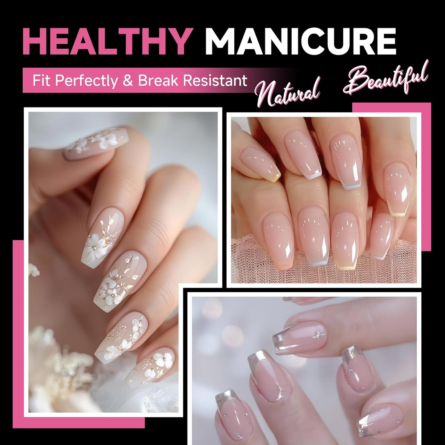 UNA GELLA Short Coffin Nail Tips, 600Pcs Short Coffin Gel Nails Tips Pre Etched 12 Sizes Soft Gel Fake Nails Tips Pre-file Full Cover for Nail Extension Home DIY Salon with Box-BrightBean Baby