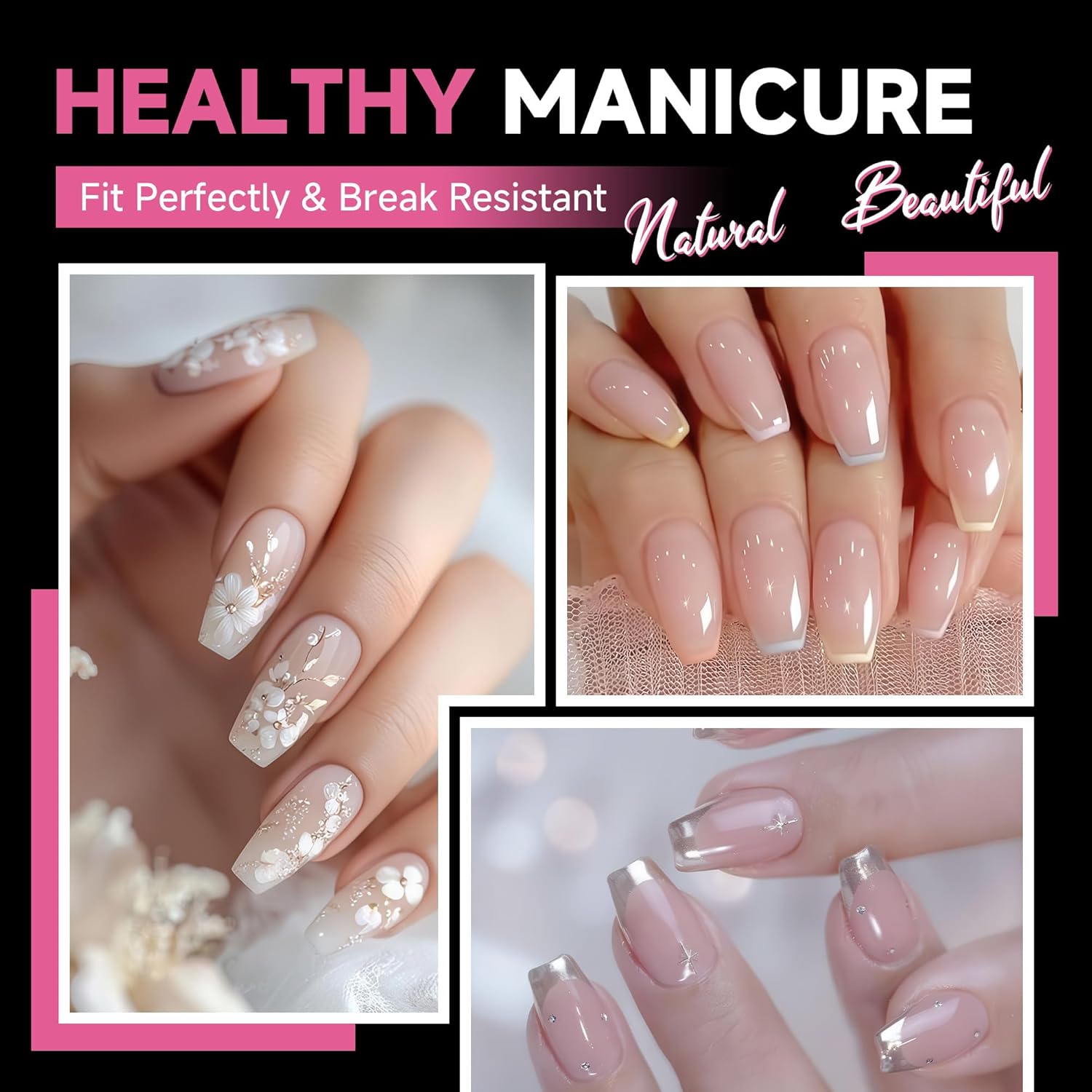 UNA GELLA Short Coffin Nail Tips, 600Pcs Short Coffin Gel Nails Tips Pre Etched 12 Sizes Soft Gel Fake Nails Tips Pre-file Full Cover for Nail Extension Home DIY Salon with Box-BrightBean Baby