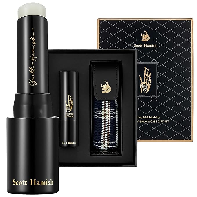 Courage Lip Balm & Case Gift Set - Pure Cowhide Leather Chapstick Holder with Hydrating Lip Balm for Dry Cracked Lips - Flavored Lip Balm & Lip Balm Holder Gift Set for Men-BrightBean Baby