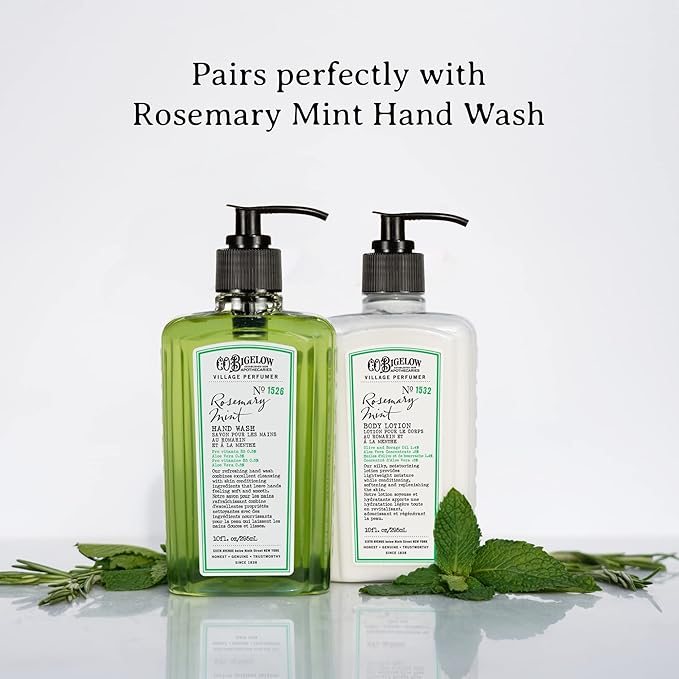 C.O. Bigelow Rosemary Mint Body Lotion, Village Perfumer Moisturizing Body Lotion with Aloe Vera, Borage Oil & Olive Oil, 10 Fl Oz-BrightBean Baby