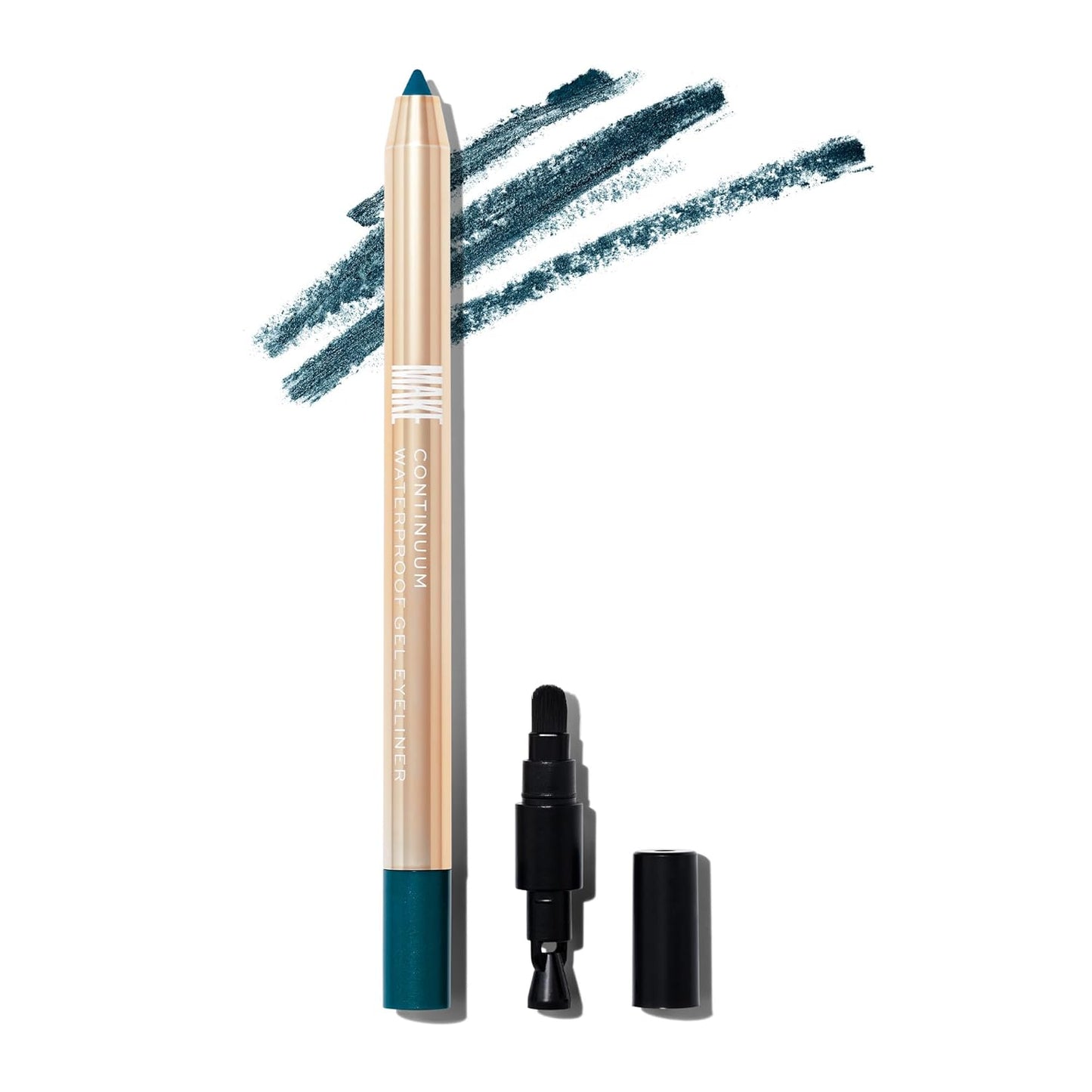 MAKE Beauty Continuum Waterproof Gel Eyeliner Pencil. Creamy, Pigmented Multi-Use, including Waterline with Built-in Sharpener and Blending Brush. Smudge-Proof Makeup. Shade - Galaxy, Teal-BrightBean Baby