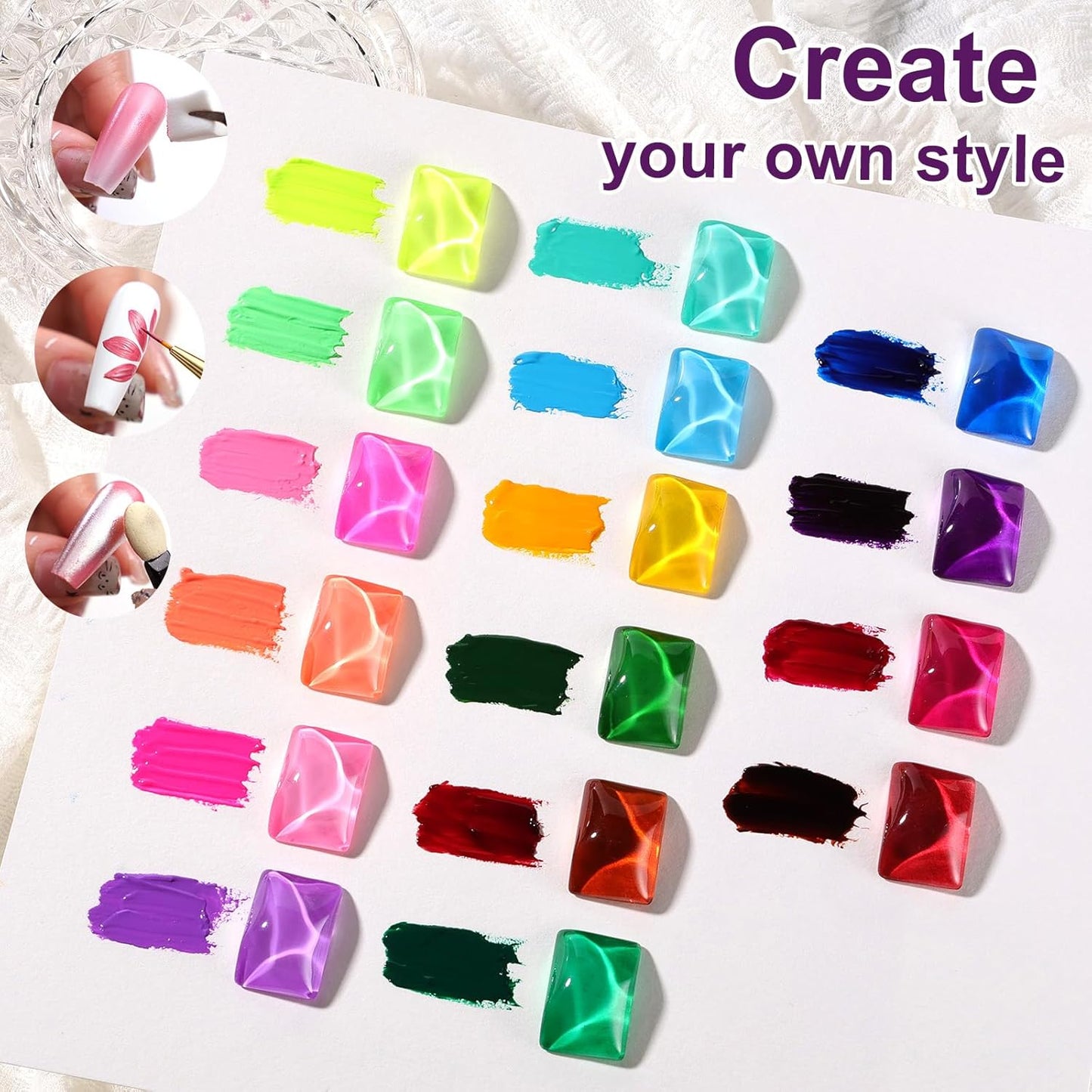 Gradient Gel Nail Set,16 Bright Neon Color for Ombre Fluorescent Jelly Nail Polish Platte, Pat Painting Gel French Nail Manicure No-wipe DIY Art Home Salon Soak of UV Cyber Gelight-BrightBean Baby