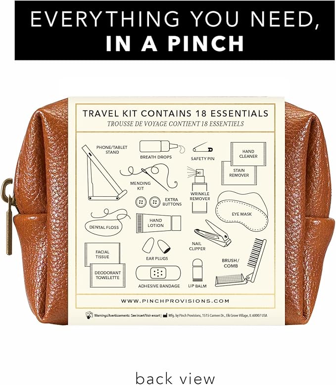 Pinch Provisions Travel Kit, includes 18 Must-Have Emergency Essential Items for Travelling, Ideal Road Trip or Airport Gift for Friends, Family & Peers, Portable Pouch-BrightBean Baby