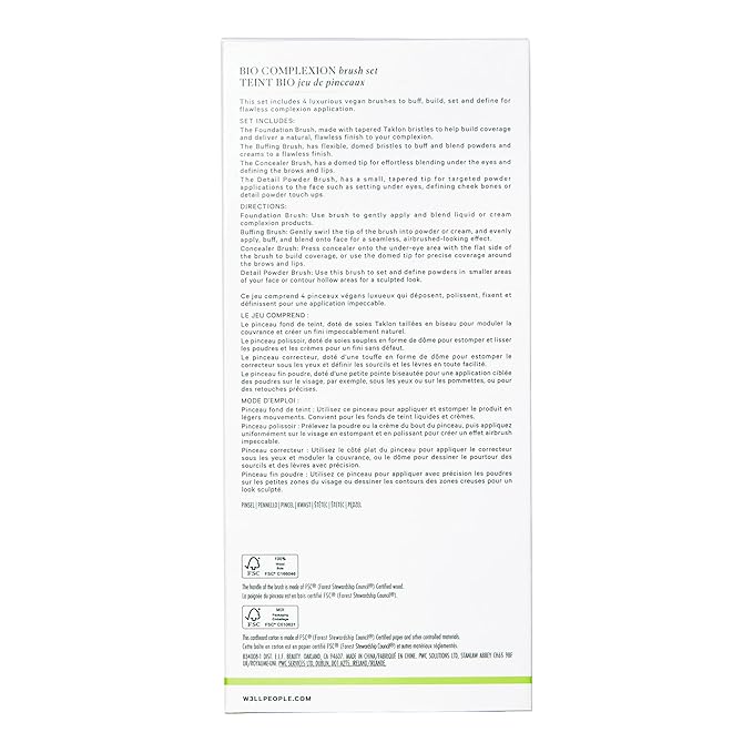 Well People Bio Complexion Brush Set, 4-Piece Face Brush Set For All Complexion Products, For Liquids, Powders & Creams, Cruelty-free Bristles-BrightBean Baby