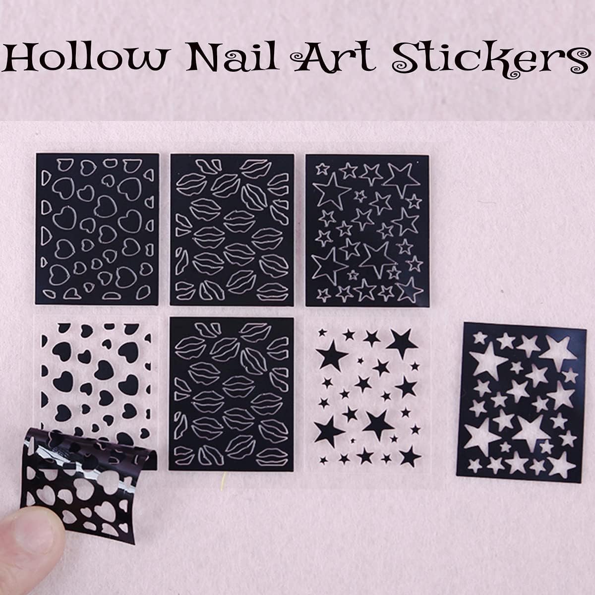 Nail Stencils for Nail Art Reusable,Nail Vinyl Stencils Sticker 144 Pieces 72 Designs,Hollow DIY Manicure Decoration Decals French Tip Nail Guides Supplies（24 Sheets）.-BrightBean Baby
