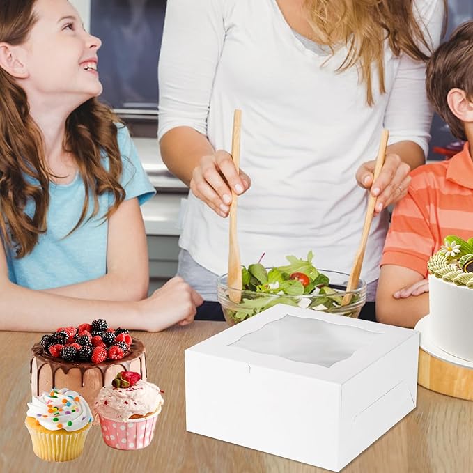 JCD 16 Pcs Valentine’s Day 1+5 Bento Cake and Cupcake Box for a under 6 inch Cake and 5 Cupcakes Box Family Dinner Birthday Party Picnic Gift Boxes Fit 5 Regular Cupcakes and Mini CakeS (1+5/16Pcs)