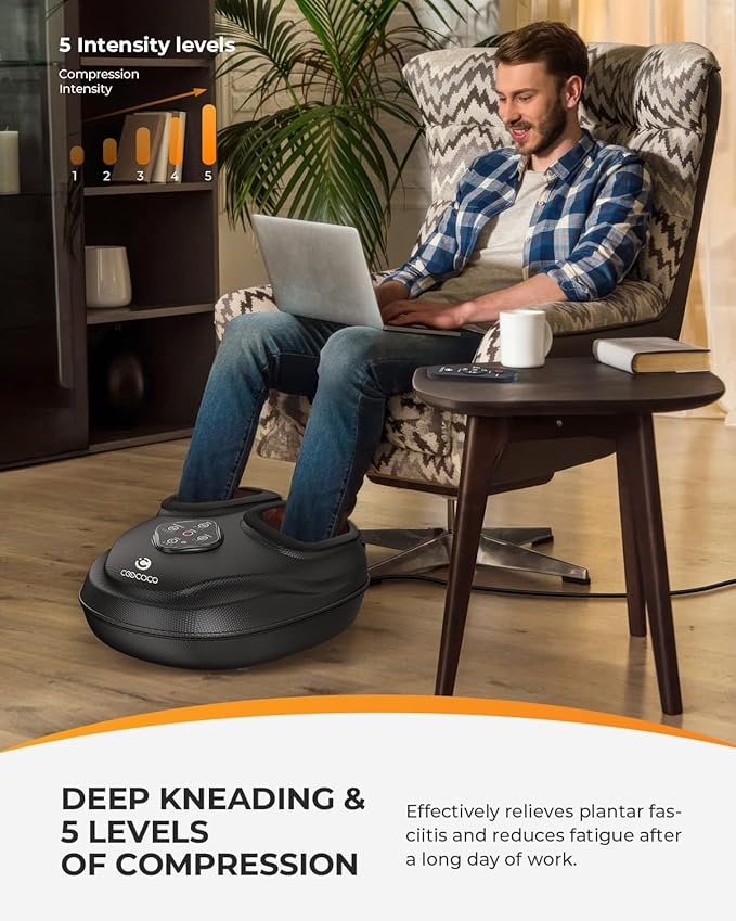 CooCoCo HSA Store Eligible Foot Massager with Heat, Plantar Fasciitis Feet Massager with Remote, Gifts for Women Men Mom Dad, Deep Kneading & Compression, Foot Warmer for Home Office, Fits Size 14-BrightBean Baby