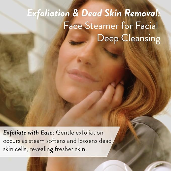 Facial Steamer SPA+ by Microderm GLO - Best Professional Nano Ionic Warm Mist, Home Face Sauna, Portable Humidifier Machine, Deep Clean & Tighten Skin, Daily Hydration for Maximum Serum Absorption-BrightBean Baby