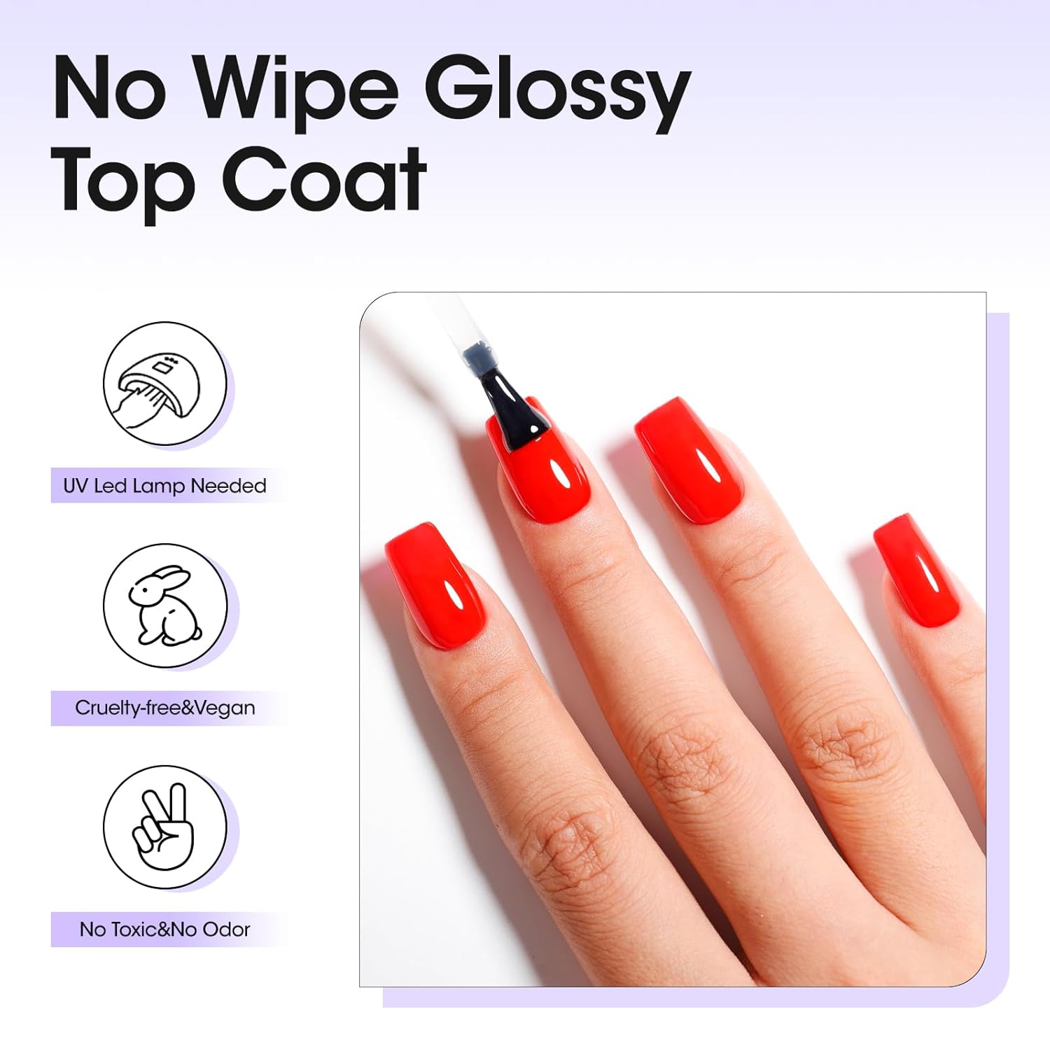 GELLEN 2 Pcs No Wipe Gel Top Coat Set, 18 ml Glossy Top Coat Gel Nail Polish, High Shiny Soak Off UV Lamp Clear Nail Polish, Home Salon Manicure Set-BrightBean Baby