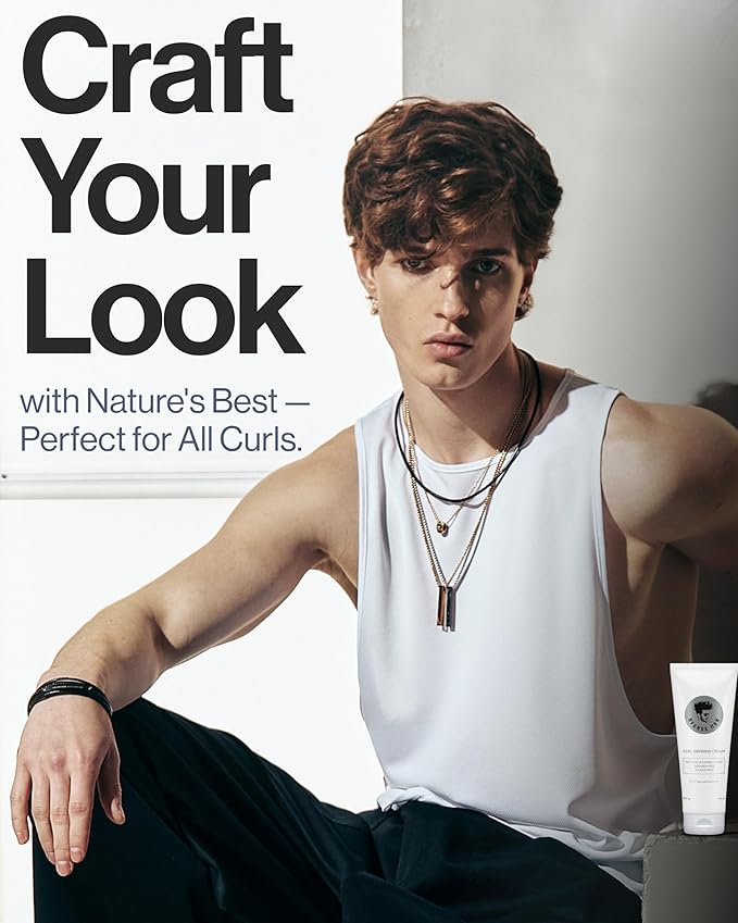 Avenue Man Curl Defining Cream - Improved Formula - Natural & Flexible Hold with Herbal Extracts for All Hair Types - Paraben Free & Sulfate Free-BrightBean Baby