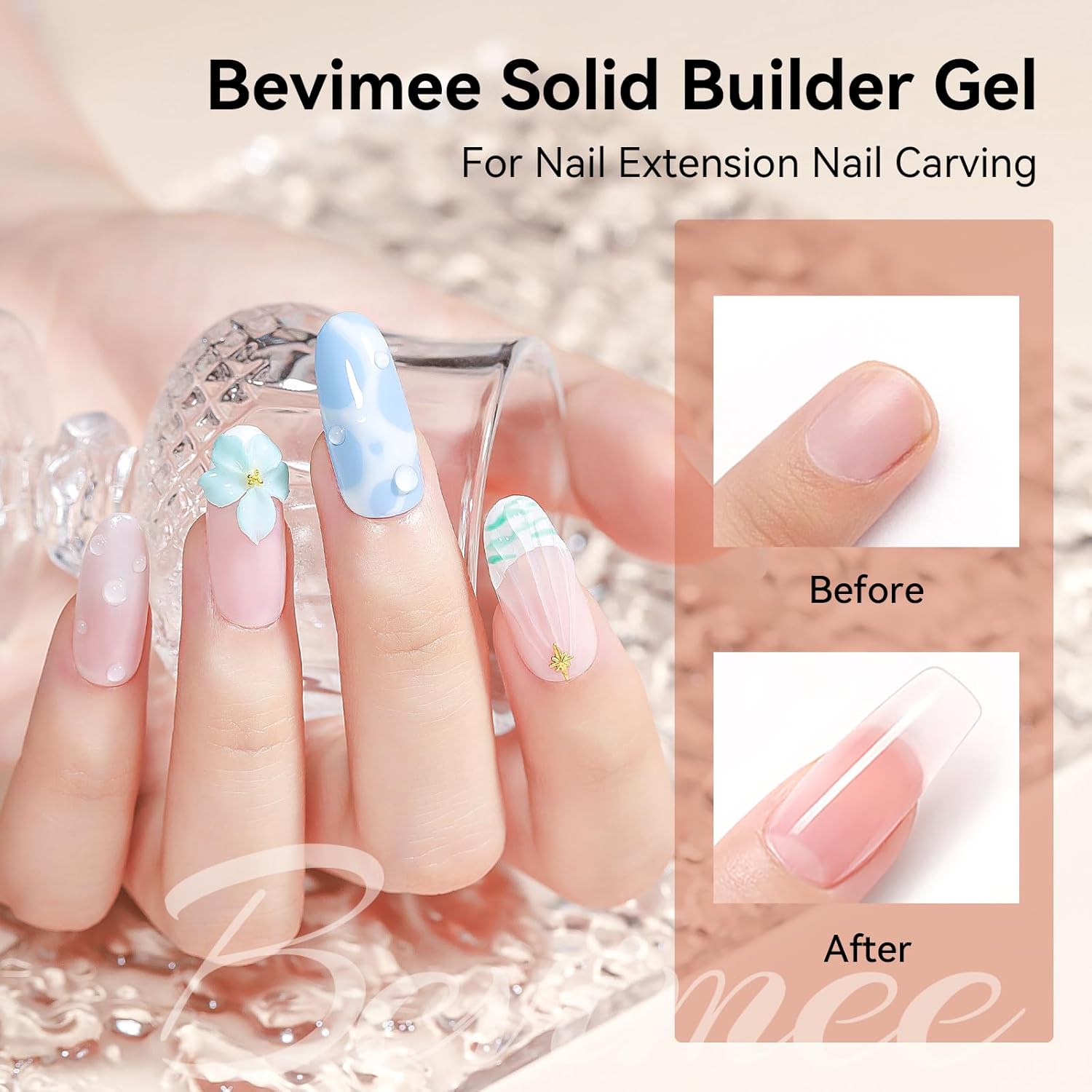 Solid Builder Gel and 15g Rhinestones Glue, Sculpting Gel for Nail Art Clear Non-Stick Hand For Modeling, Sculpture, Nails Extension UV/Led Manicure DIY At Home-BrightBean Baby