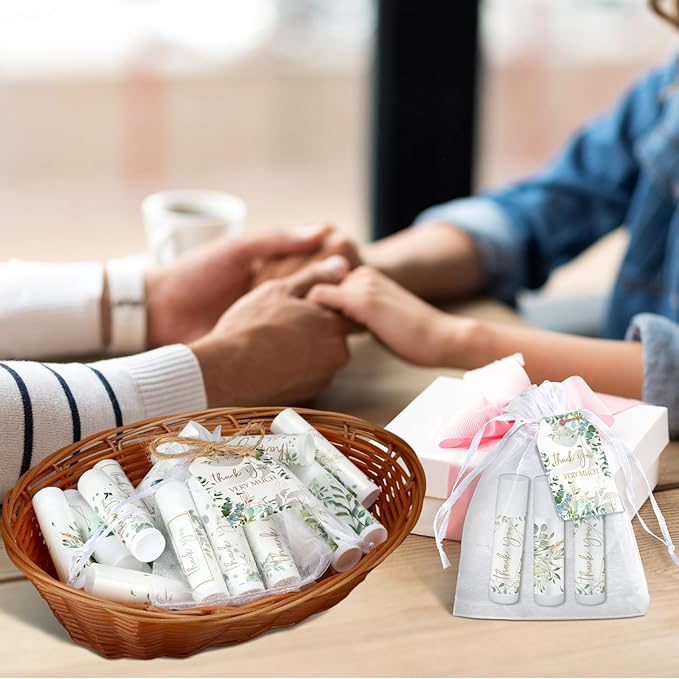 50 Set Employee Appreciation Gifts Bulk Baby Shower Favors Lip Balms Bulk Thank You Gifts Wedding Bridal Shower Bachelorette Gifts Prizes for Guests Women Teacher Coworker Nurse(Eucalyptus)-BrightBean Baby