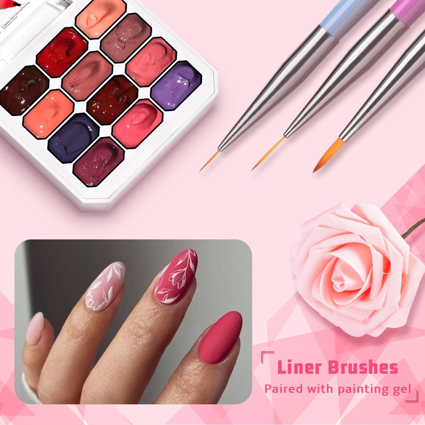 Sponge Pat Paint Nail Gel, Ombre Nails Gradient Gel Nail Blush Blooming Aura Nails Drawing Stripper Floral Painting DIY Nail Art, No Wipe, UV/LED Curing (12 Colors N)-BrightBean Baby