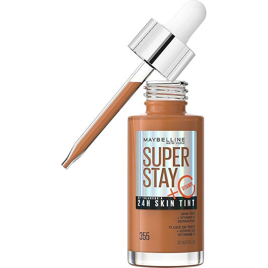 Maybelline Super Stay Up to 24HR Skin Tint, Radiant Light-to-Medium Coverage Foundation, Makeup Infused With Vitamin C, 335, 1 Count-BrightBean Baby