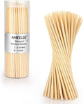 6" Bamboo Wood Skewers for BBQ, Kabob, Appetizer, Fruit, Sausage, Chocolate Fountain, Natural Wooden Barbecue Kebob Skewer Stick, Organic Food Sticks for Grilling, Kitchen (Φ=4mm Thick, 100PCS)