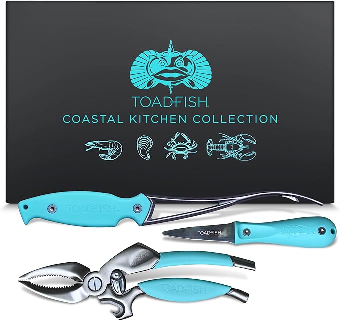 Toadfish Coastal Kitchen Collection - Includes Crab Cracker, Shrimp Deveiner, and Oyster Knife Outfitters