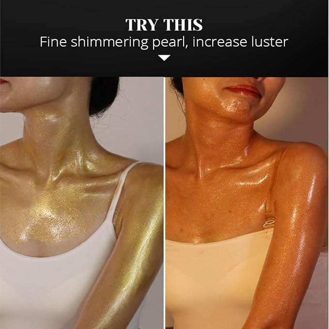 Shimmer Body Oil,Face and Body Liquid Luminizer,Waterproof Moisturizing Light Shimmer Glow Illuminator,Smooth Body Shimmer,Liquid Highlighter Makeup (Golden Brown)-BrightBean Baby
