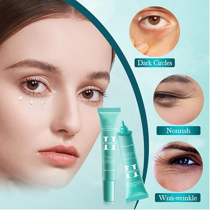 2 PCS Hyaluronic Acid Repair Eye Cream for Dark Circles,Bags Under and Puffiness,Eye Wrinkle Firming Cream Moisturise Repairing Thghten Eye Skin Care-BrightBean Baby
