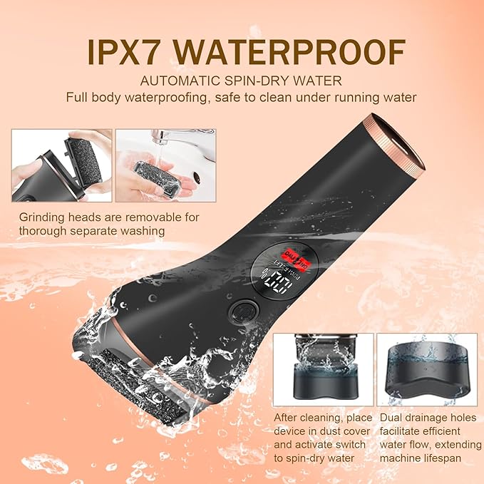 Electric Callus Remover for Feet with 17 in 1 Pedicure Kit, Rechargeable Waterproof Foot File Professional Foot Care Tools, Portable Callus Remover Kit to Remove Dead Skin Hard Skin Dry Cracks(Black)-BrightBean Baby