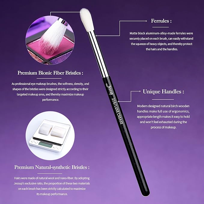 Jessup Eye Makeup Brushes Set Professional 15pcs with Eyeshadow Blending Concealer Eyebrow Eyliner Brush (Pearl Black/Silver)-BrightBean Baby