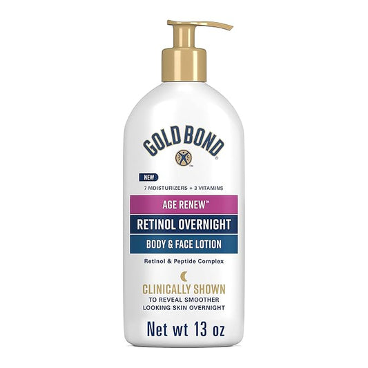 Gold Bond Age Renew Retinol Overnight Body & Face Lotion, With Retinol & Peptide Complex, 13 oz.-BrightBean Baby