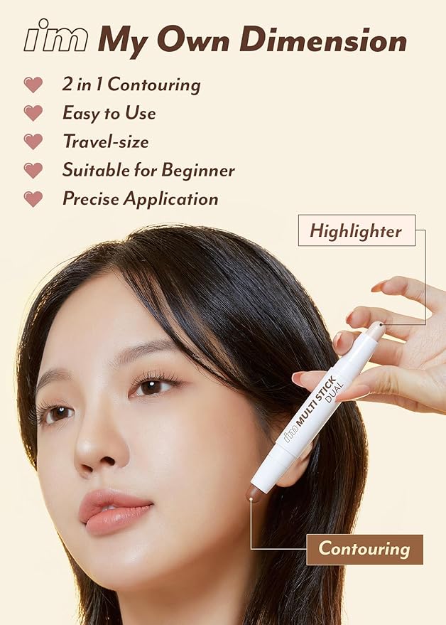 I'M MEME I'm Multi Stick Dual | Two Shade Shading and Highlighting Matte Finish | Suitable for Beginners Portable Size | 002 Cool Contouring-BrightBean Baby