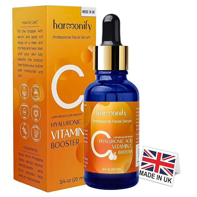 Hyaluronic Acid Serum for Face with Vitamin C, Brightening Serum, Pure, Hydrating Serum to Plumb Skin, Reduce Fine Lines, Wrinkles and Dark Spots, Low Molecular Weight [0.75 oz]-BrightBean Baby