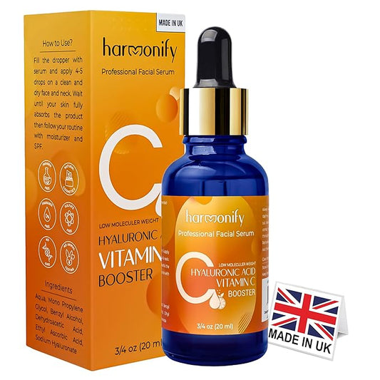 Hyaluronic Acid Serum for Face with Vitamin C, Brightening Serum, Pure, Hydrating Serum to Plumb Skin, Reduce Fine Lines, Wrinkles and Dark Spots, Low Molecular Weight [0.75 oz]-BrightBean Baby