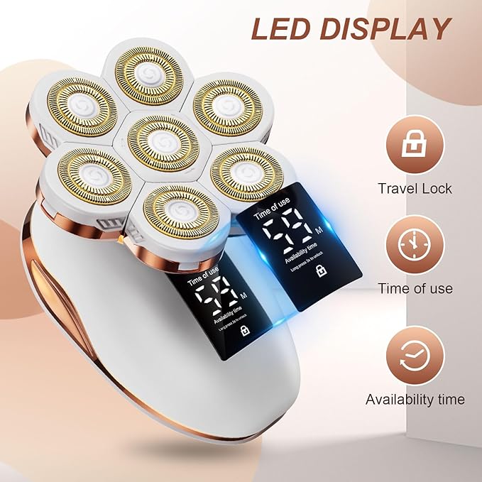 2-in-1 Electric Razors for Women, Wet/Dry 7D Rechargeable Rotary Shaver for Legs, Water Resistant Grooming Kit - Electric Razors for Women, Facial Hair Removal, Bikini Trimmer, Lips - Gentle Hair Remo-BrightBean Baby