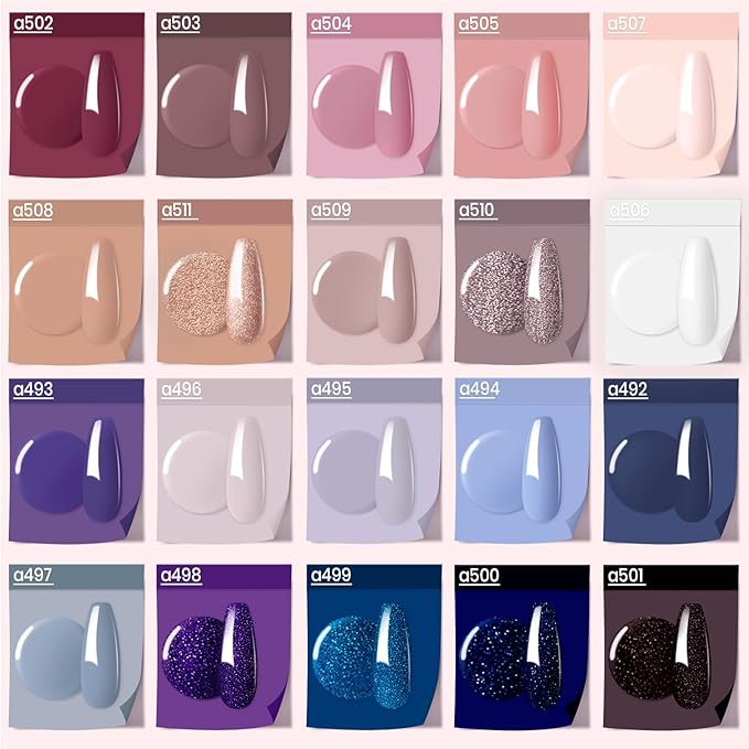 Beetles Gel Nail Polish Kit, 23Pcs Nude Pink Gel Polish White Gray Baby Blue Glitters Nail Polish Set with Glossy Matte Top Coat and Base Coat Fall Winter U V Soak Off Manicure Gift For Women-BrightBean Baby