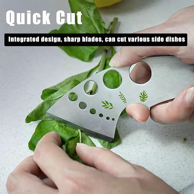 Herb Stripper 9 Holes, Stainless Steel Kitchen Herb Stripping Tool Loose Leaf Kale Razor Metal Leaf Pealer for Kale, Chard, Collard Greens, Thyme, Rosemary, Basil (2Pcs)