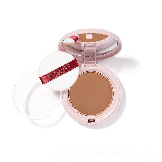 Wander Beauty Wanderlust Powder Foundation - Rich Deep - Blurs & Evens Skin Tone - Perfects & Hydrates With Hyaluronic Acid, Aloe, Honeysuckle, & Vitamin E - Lightweight, Buildable Coverage - 0.31 oz-BrightBean Baby