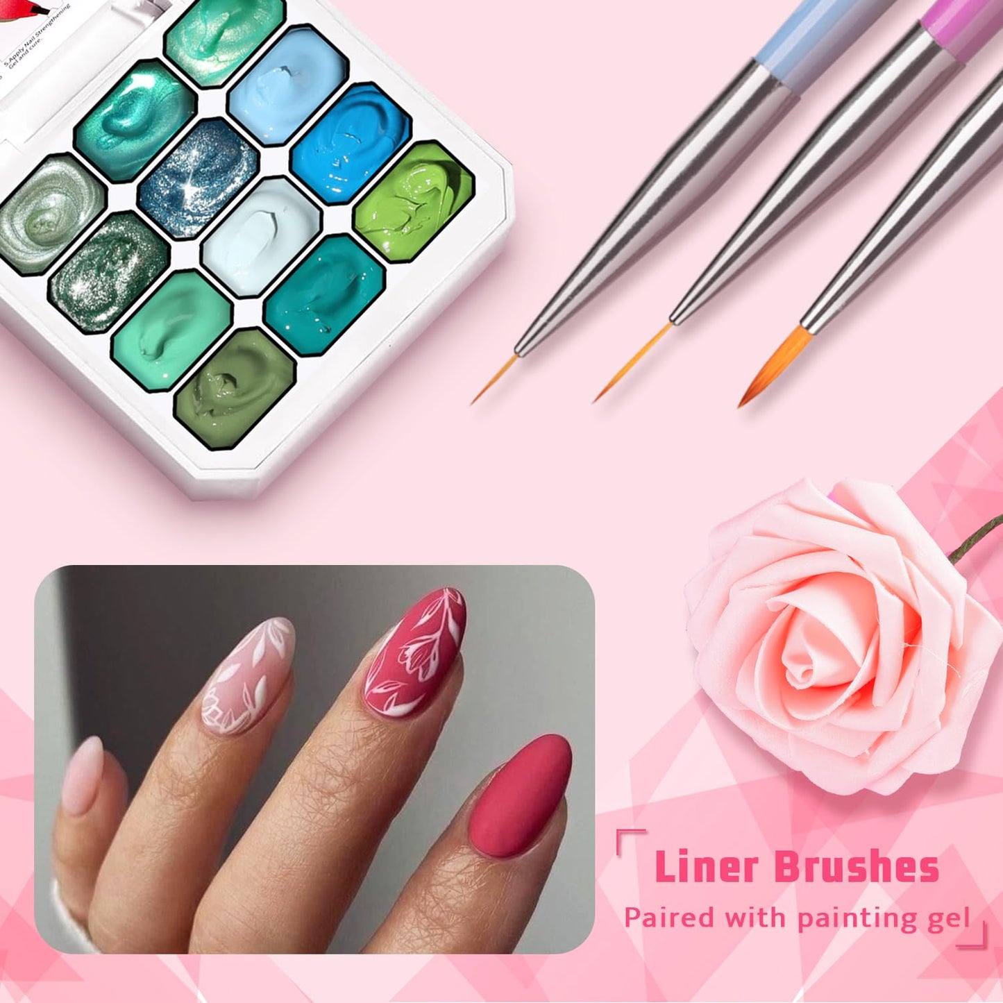 Sponge Pat Paint Nail Gel, Ombre Nails Gradient Gel Nail Blush Blooming Aura Nails Drawing Stripper Floral Painting DIY Nail Art, No Wipe, UV/LED Curing (12 Colors L)-BrightBean Baby