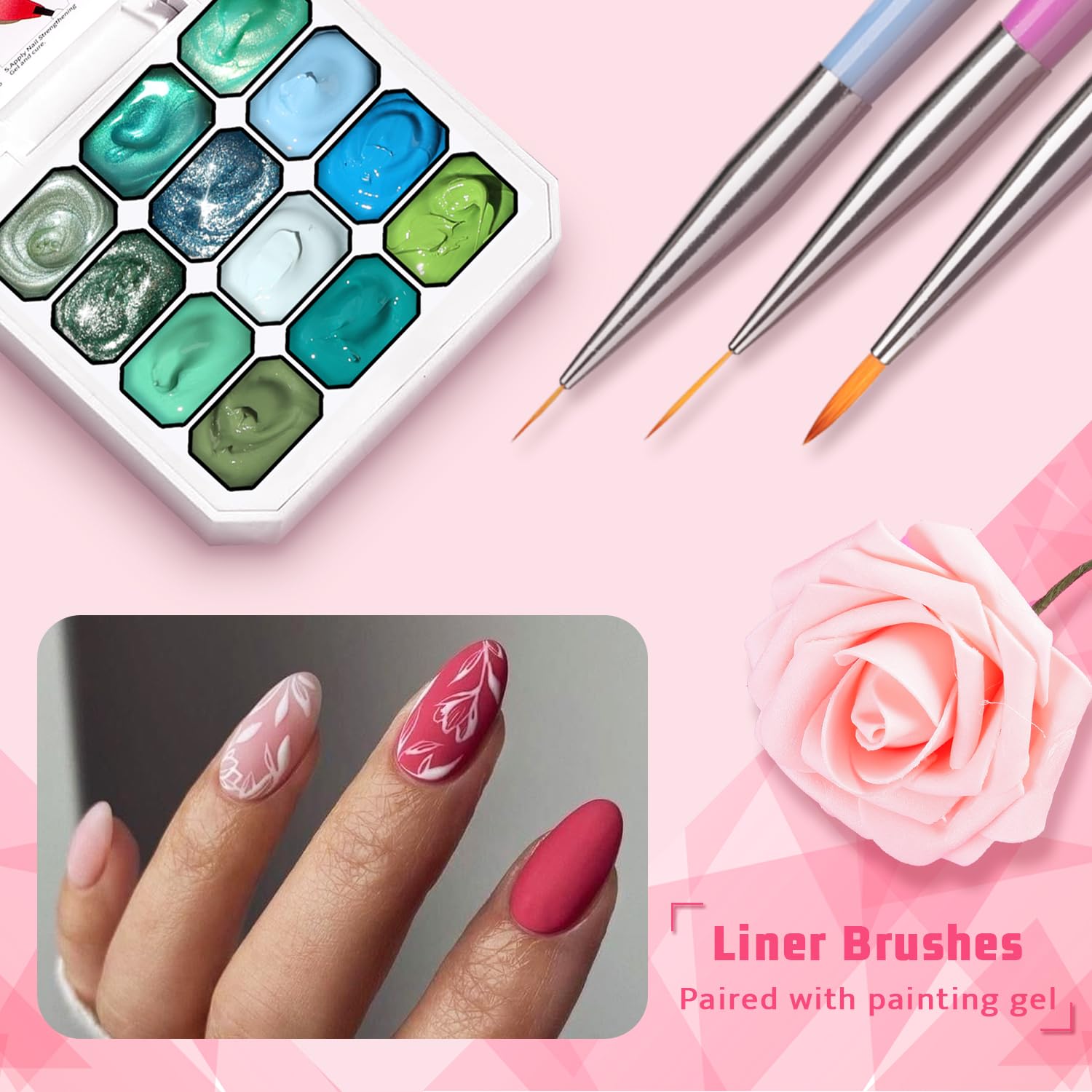 Sponge Pat Paint Nail Gel, Ombre Nails Gradient Gel Nail Blush Blooming Aura Nails Drawing Stripper Floral Painting DIY Nail Art, No Wipe, UV/LED Curing (12 Colors L)-BrightBean Baby