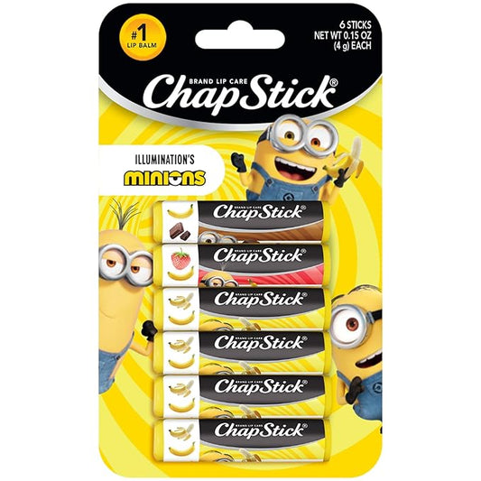 ChapStick Lip Balm Sets, Minions Banana-Nana + Variety Banana Pack (6 Sticks), Party Favors for Kids, 0.15 Oz Ea-BrightBean Baby