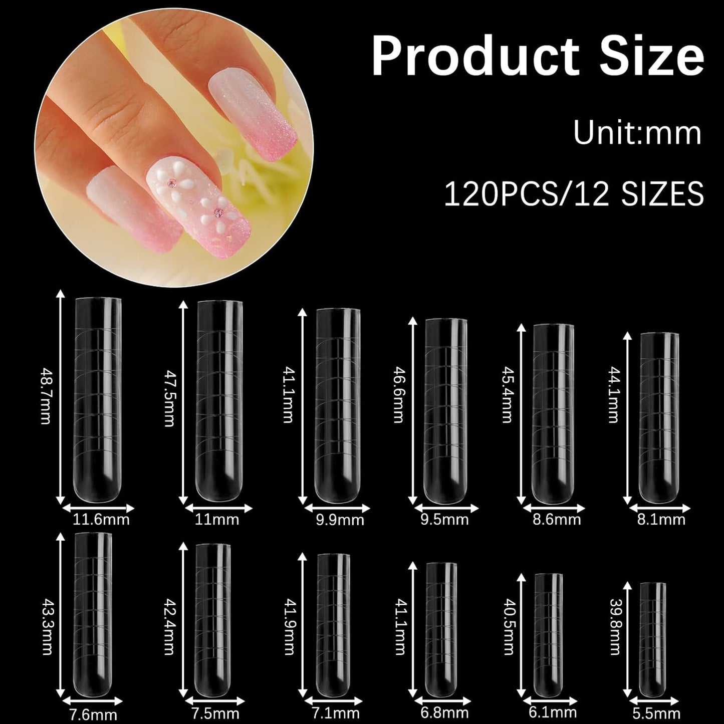 120 Pcs Poly Extension Gel Dual Nail Forms - Long U-Shaped Thickened Coffin Nail Molds for Gel Manicure & Salon DIY at Home-BrightBean Baby