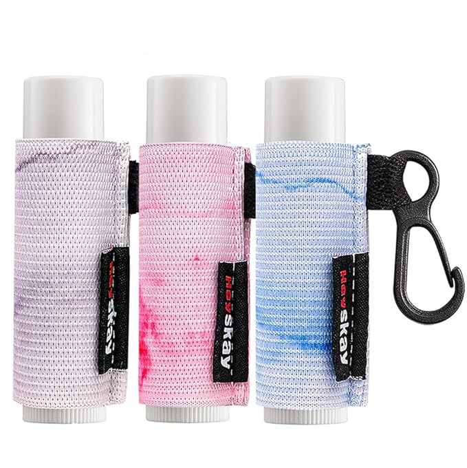 3PCS Lip Balm Holder Sleeves Keychain Chapstick Holder Keychain Lip Gloss Holder Chapstick Elastic Sleeves(Light Blue/Grey/Pink)-BrightBean Baby