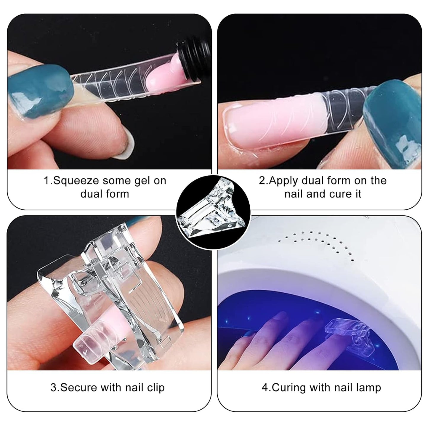 10 Pcs Nail Tips Clip for Quick Building Extension Nail Mold & Nail Tips,Plastic Transparent Dual Nail Form Extension Clip Builder DIY Manicure Nail Art Tool(Nail Clip)-BrightBean Baby