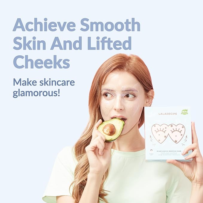 Avocado Heart-Shaped Collagen Under Eye Masks | Brightening Eye Mask Pads w/Hyaluronic Acid & Niacinamide | Hydrogel Depuffing Under Eye Patches for Dark Circles and Puffiness (Pack of 10)-BrightBean Baby