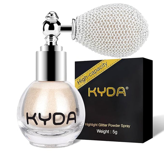 KYDA Highlighter Powder Spray, Glitter High Gloss Spray Shimmer Sparkle Powder Makeup Spray, for Face Body Cosmetic-Light Gold-BrightBean Baby