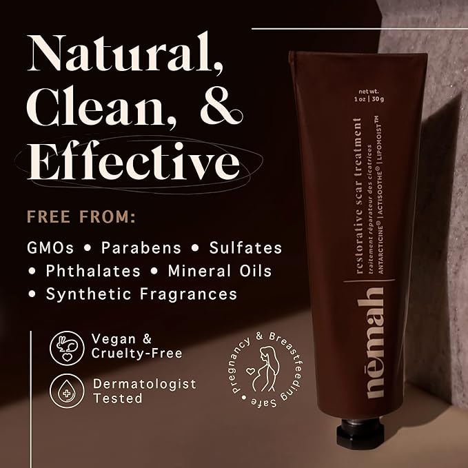 Nemah - C section scar treatment Cream, Natural Scar Cream for Healing Postpartum Scar, Blemishes & acne scar treatment, egan Scar Removal Cream with Marine Actives, Mushroom Extract, and More, 30 g-BrightBean Baby