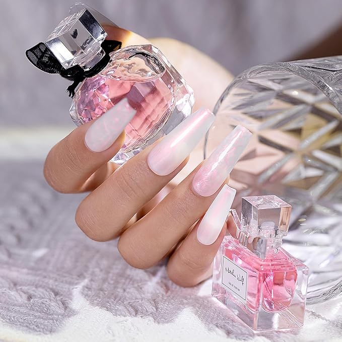 RARJSM Gel Builder Nail Polish Pearl White Red Shimmer Hard Gel in a Bottle Mermaid Shell Glitter Pearlescent Thick Extension Structure Gels for Nails 15ml Soak Off Curing Requires Salon Home Use-BrightBean Baby